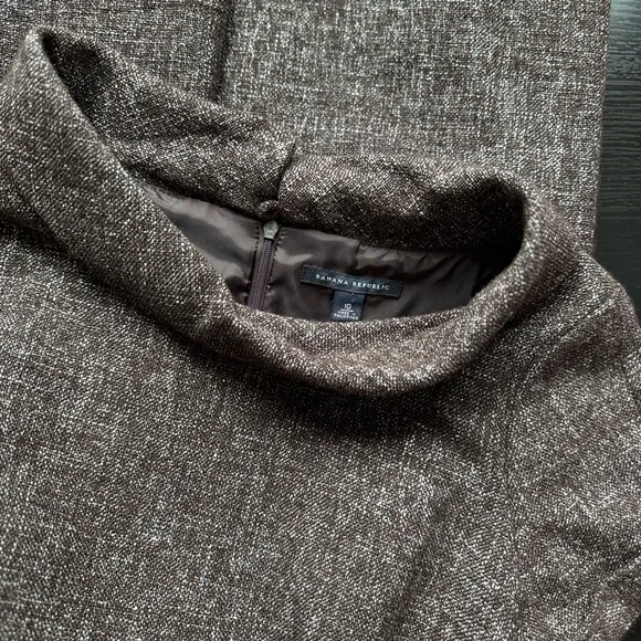 Banana Republic Brown Tweed Belted Sheath Dress Size 10 - Picture 8 of 10